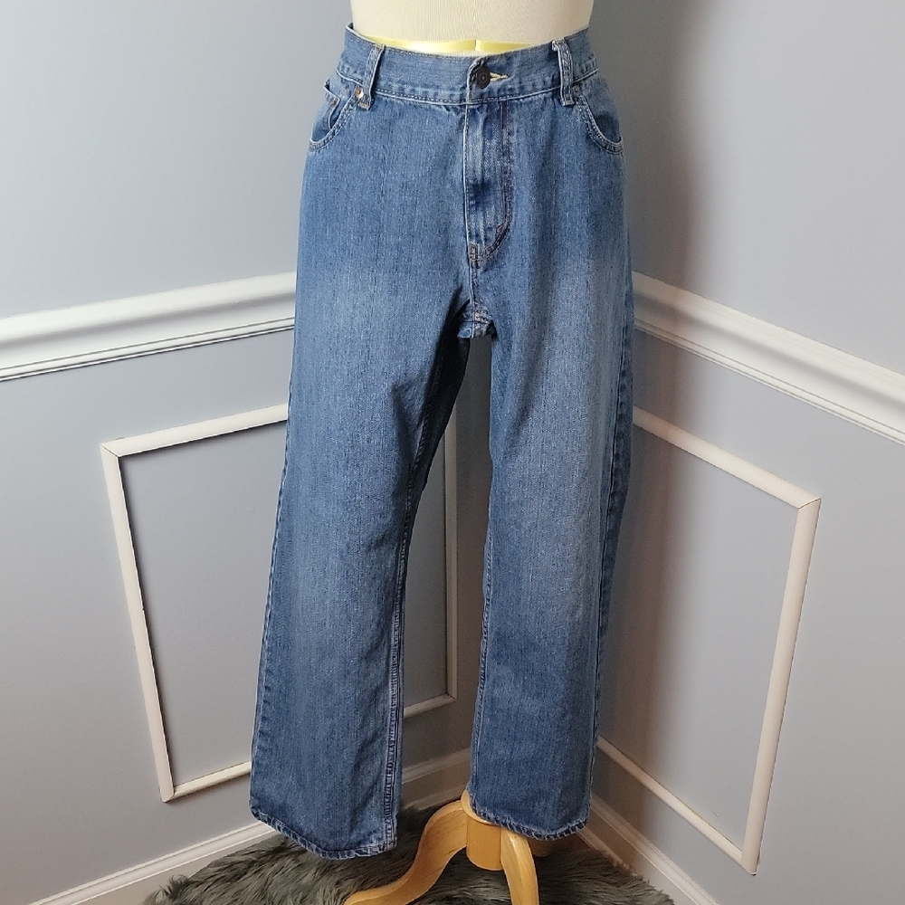 LEVI'S 550 Medium Wash Straight Leg 100% Cotton Classic Denim Jeans 16 HUSKY